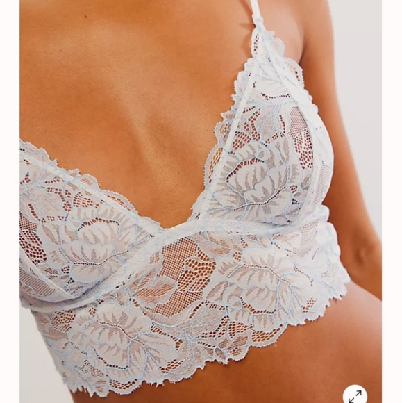 Free People- Crossdye Everyday Lace Longline Bralette (Nimbus Cloud)-M - Picture 1 of 5